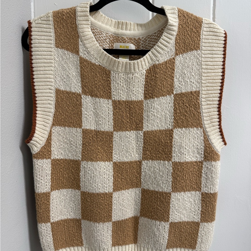 Checkerboard Knit Sweater Vest